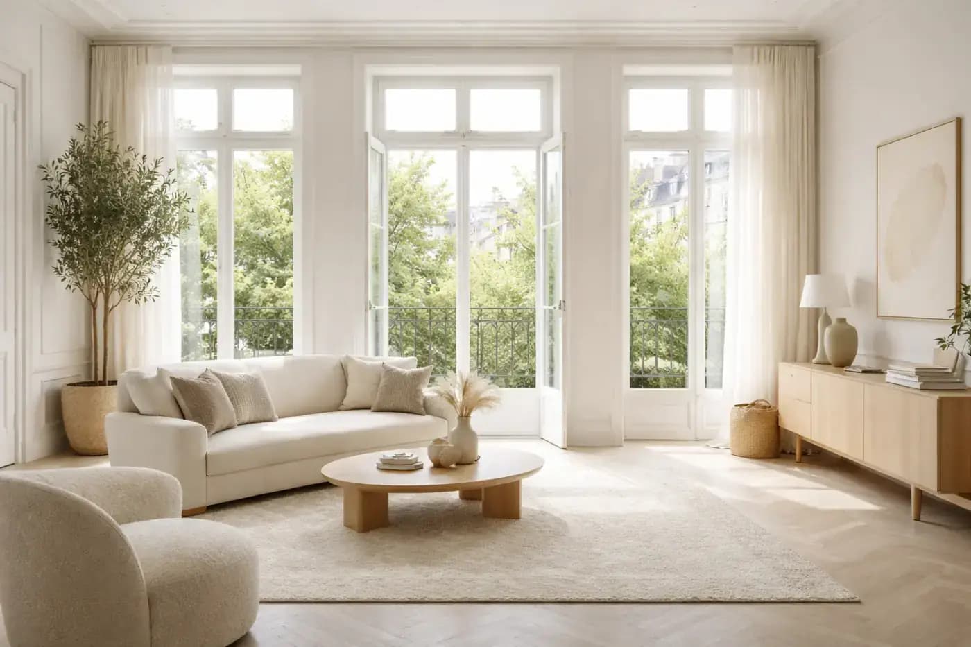 Современный интерьер с большими окнами EcoOkna